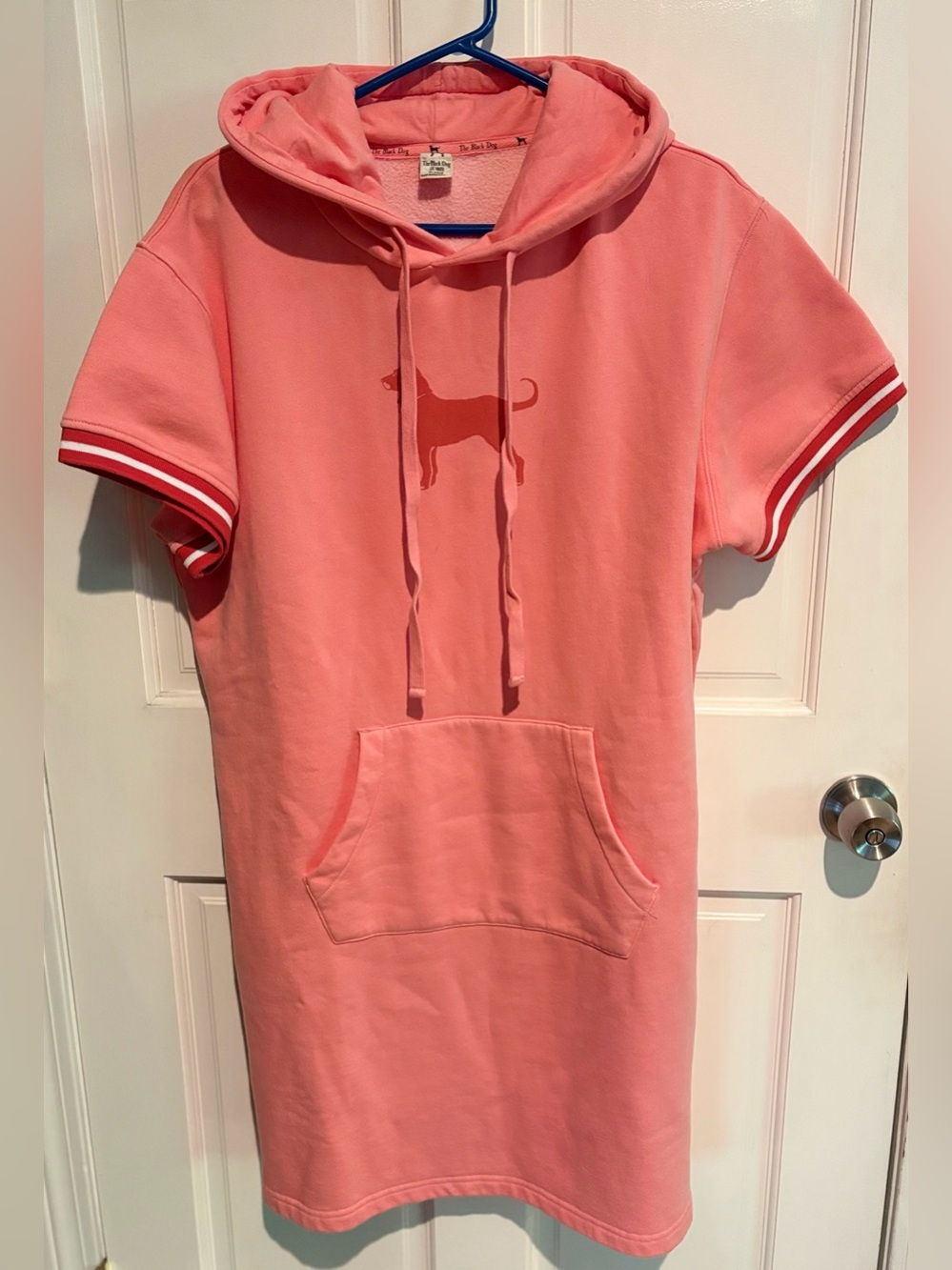 The Black Dog Short Sleeve Hoodie Dress Pink X-Large